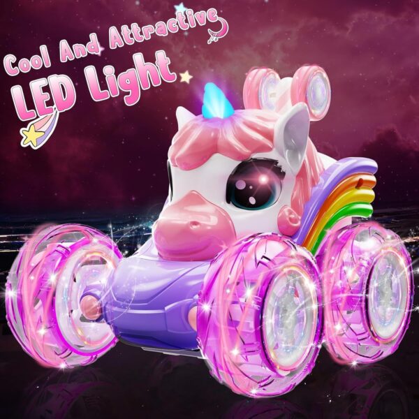 Unicorn Remote Control Car — Rolling Stunt Toy for Kids