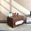 Wooden Tissue Box with Remote Control Storage