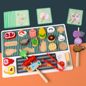 Wooden Kitchen Pretend Play Set — Cutting Food Puzzle