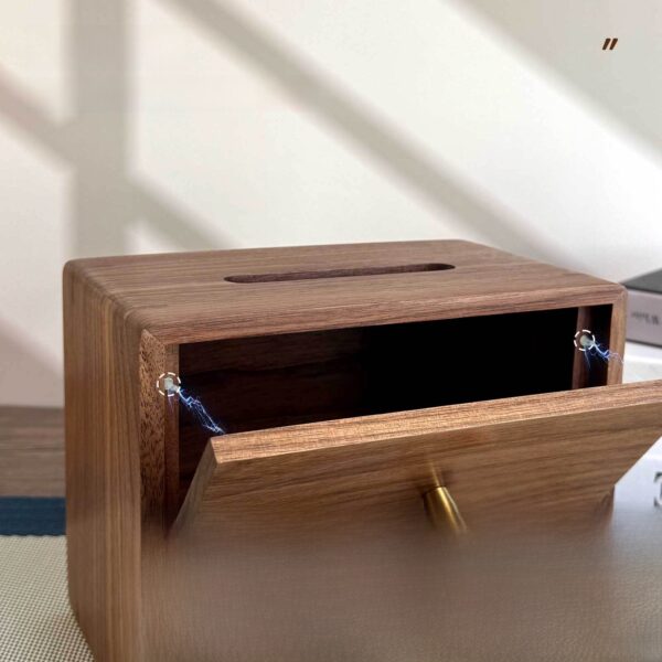 Wooden Tissue Box with Remote Control Storage