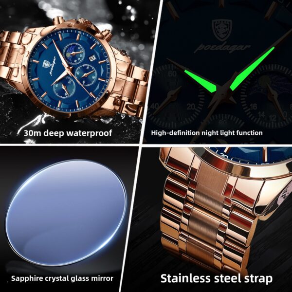 Men's Waterproof Multifunction Watch — Quartz Sports Watch