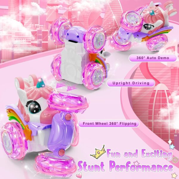 Unicorn Remote Control Car — Rolling Stunt Toy for Kids