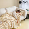 Soft Wind Bubble Velvet Blanket Warm Solid Rabbit Fur Blankets