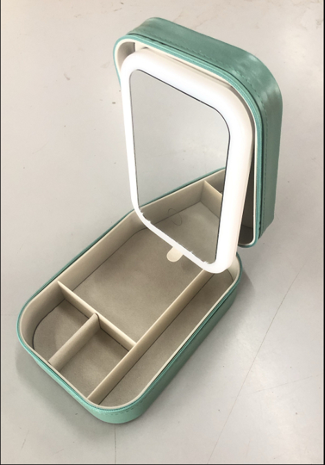 Makeup Storage Box With LED Light Mirror Portable Travel Makeup