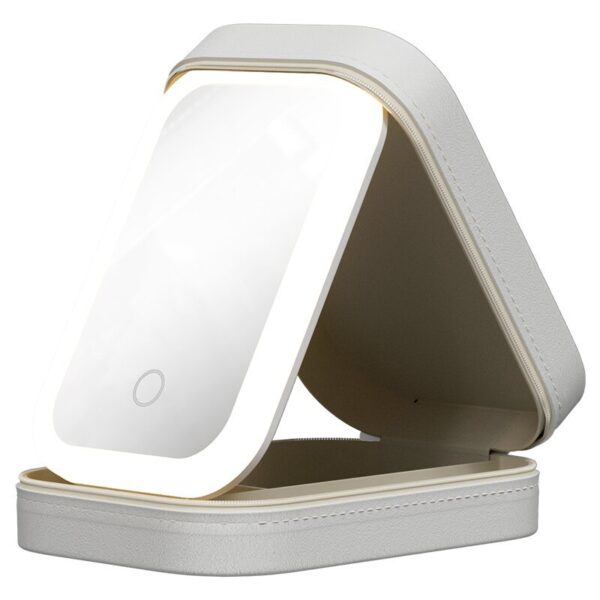 Makeup Storage Box With LED Light Mirror Portable Travel Makeup