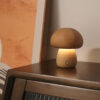 Wooden Cute Mushroom LED Night Light With Touch Switch Bedside Table