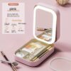 Makeup Storage Box With LED Light Mirror Portable Travel Makeup